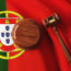 Gavel On Portuguese Flag: Portuguese Constitution and Justice Concept