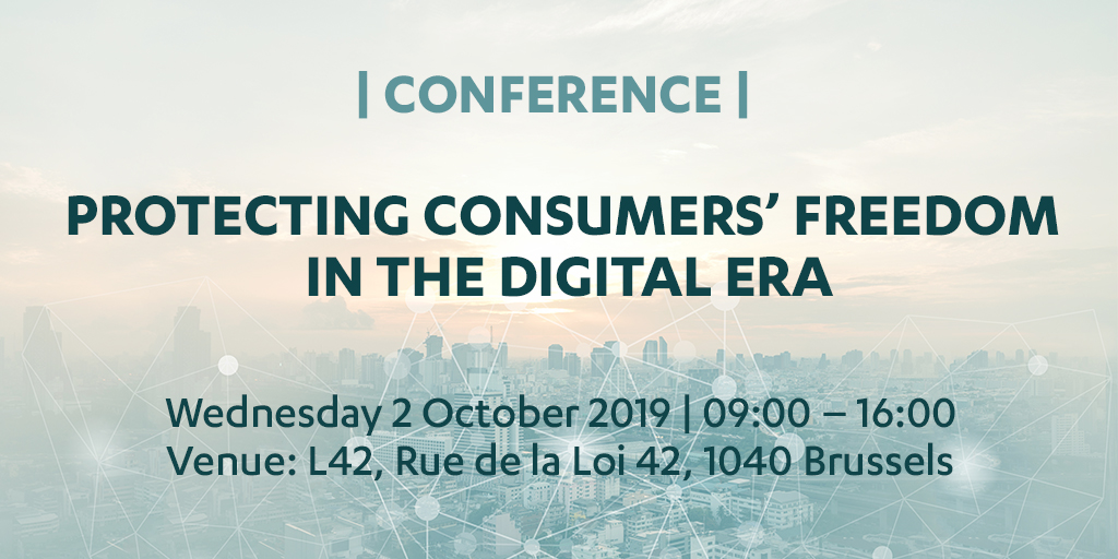 Visual for conference on protecting consumers' freedom in the digital era