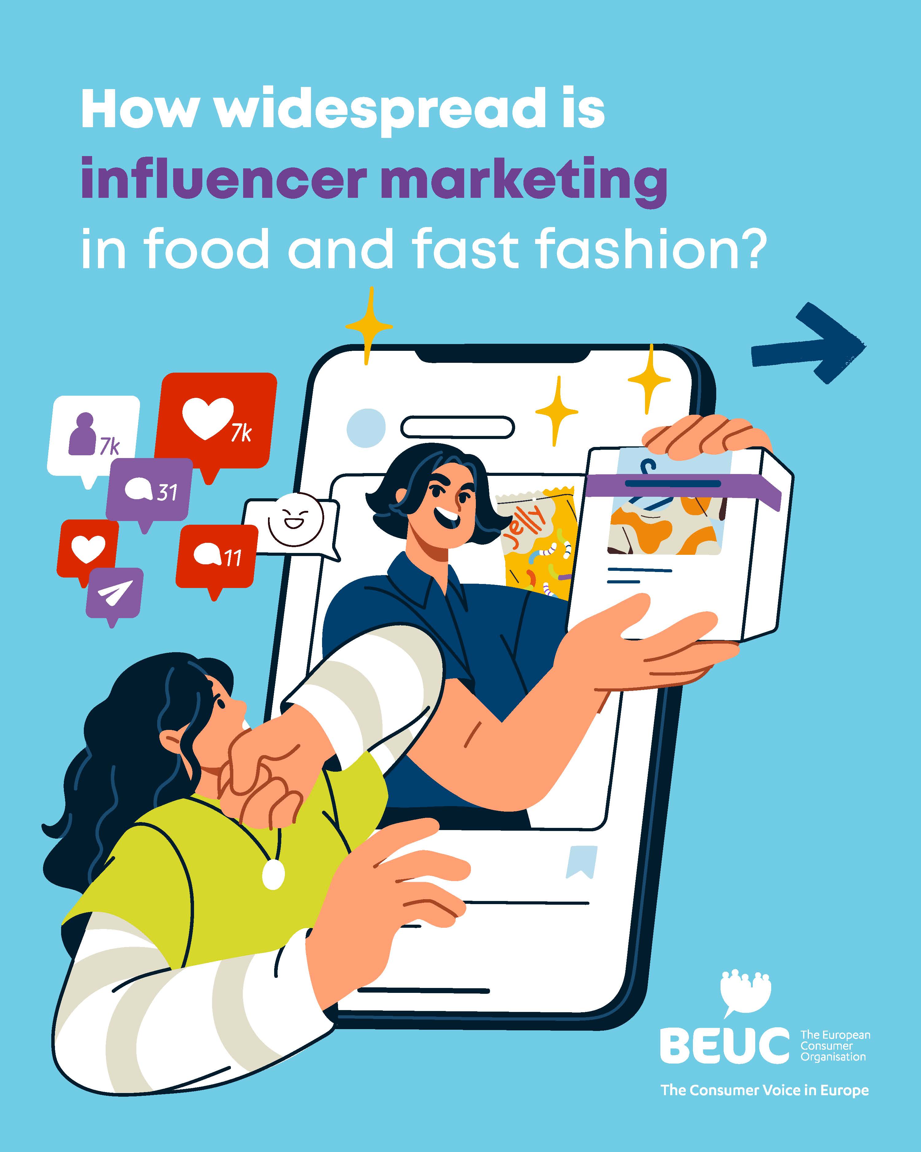 How widespread is influencer marketing in food and fast fashion