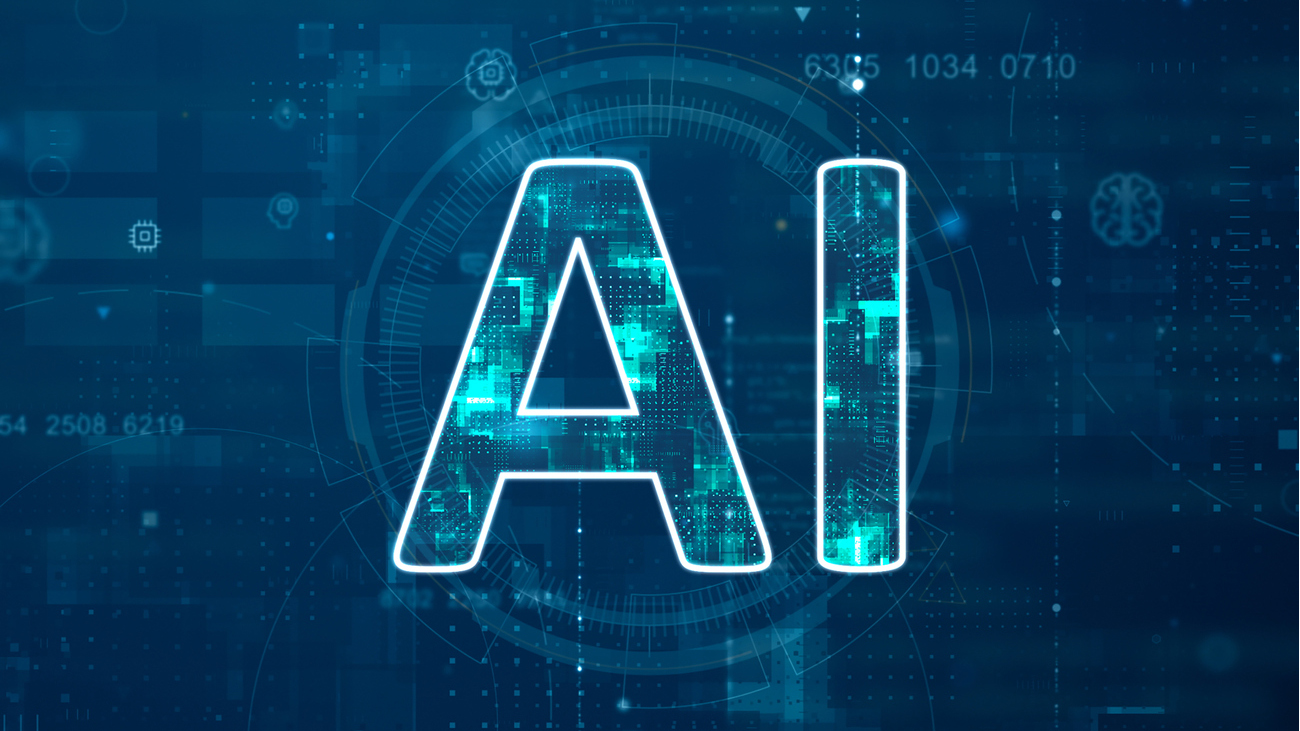 AI letters on digital blue background