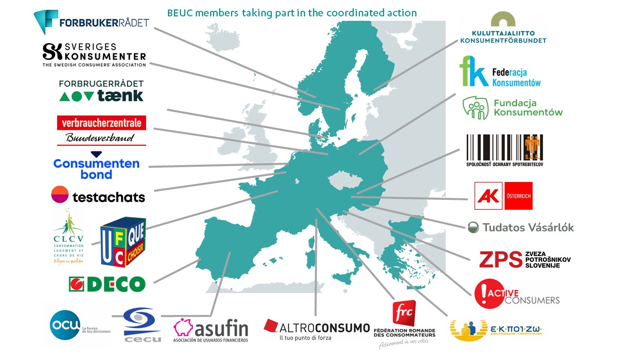 Green (F)lying action - map of participating BEUC members