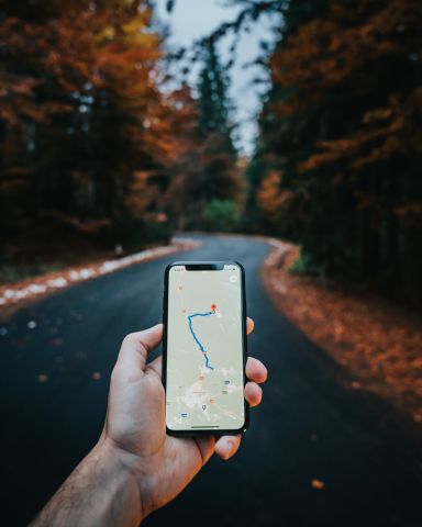 Phone showing a map