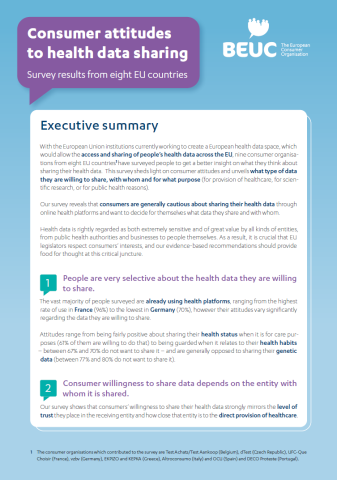 cover, health data report: executive summary