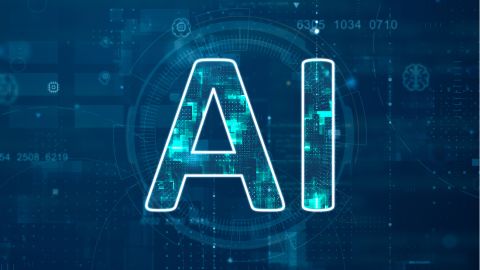 AI letters on digital blue background