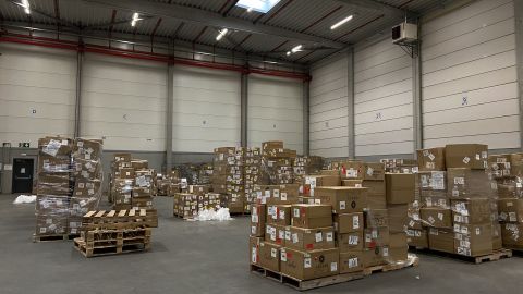 e-commerce parcels in a customs warehouse in Liège airport