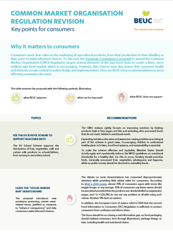 Key points for consumers: Common Market Organisation