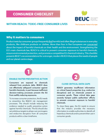 BEUC's REACH consumer checklist