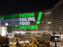 EC building with 'Fix our failing food systems'