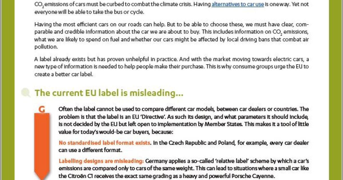 Better car labelling to choose the cleanest models