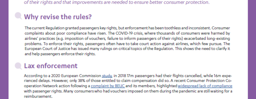 Air passenger rights for the post-pandemic age, factsheet