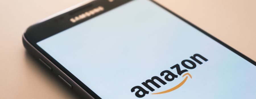 mobile phone with Amazon logo