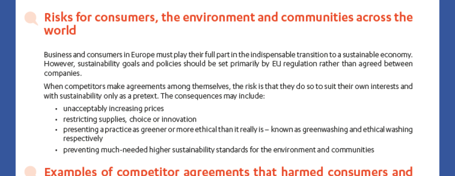 Competitor agreements must benefit consumers and sustainability, factsheet