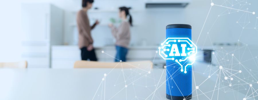 Smart speaker in kitchen