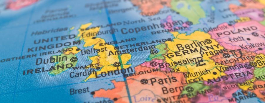 Map of North Western Europe