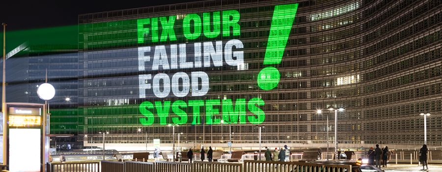 EC building with 'Fix our failing food systems'