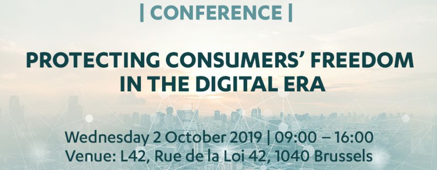 Visual for conference on protecting consumers' freedom in the digital era
