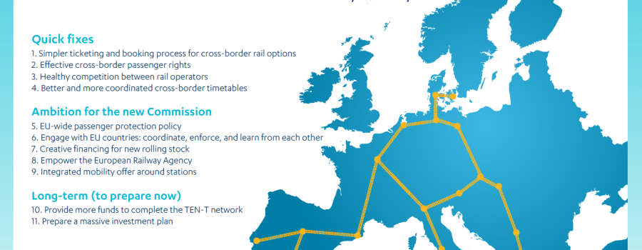 Map with recommendations for an EU Masterplan for rail