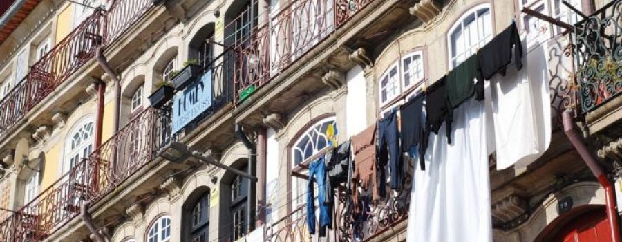 view of old buildings in Lisbon