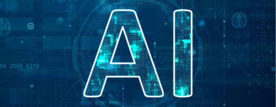 AI letters on digital blue background